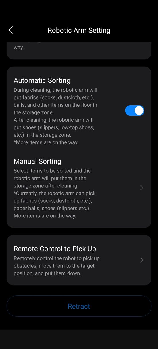 Robotic arm settings 2/2