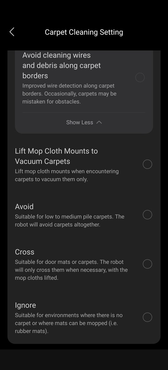 Carpet cleaning settings 2/2