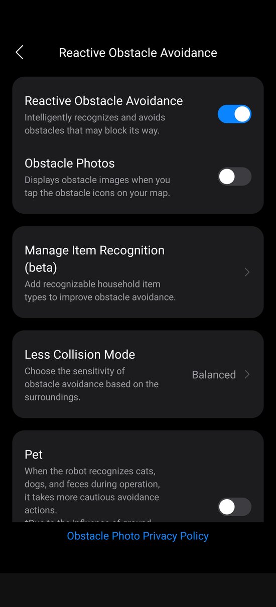 Obstacle avoidance settings 1/2