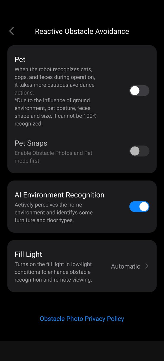 Obstacle avoidance settings 2/2
