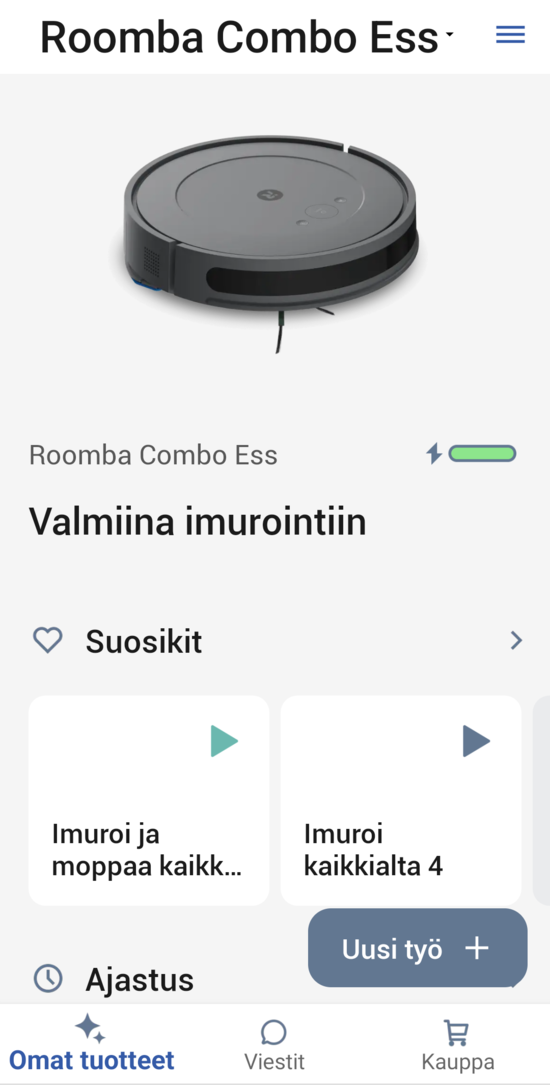 iRobot Home sovelluksen päänäkymä 1/2