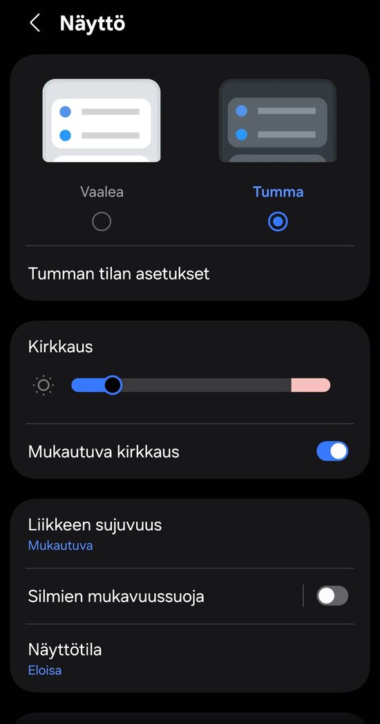 Näytön asetuksia