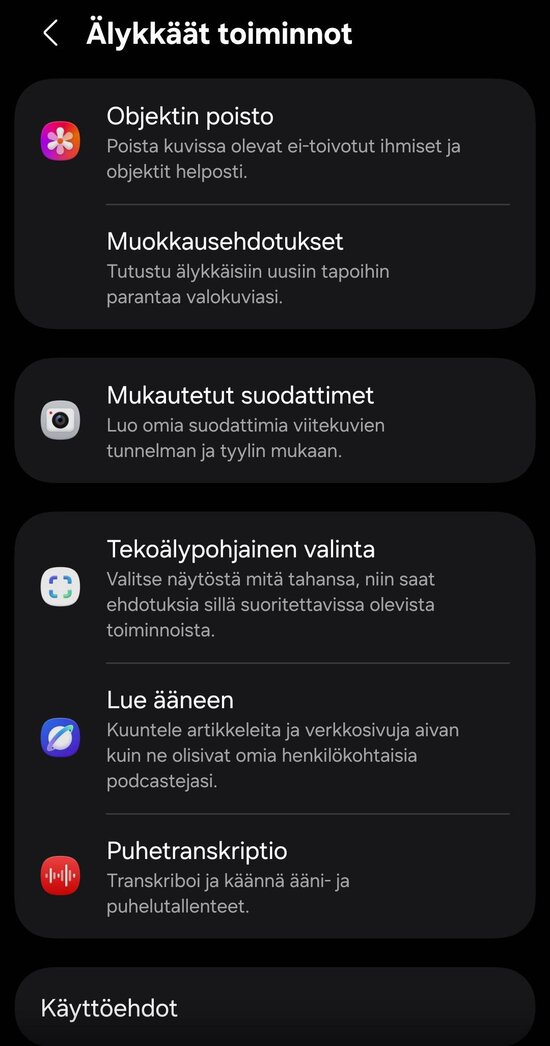 A37:n tekoälytoimintoja