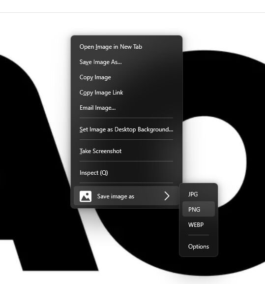 Kuvakaappaus siitä, miten Save Image as Type -lisäosa toimii