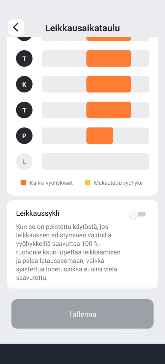 Ajastusten näkymä