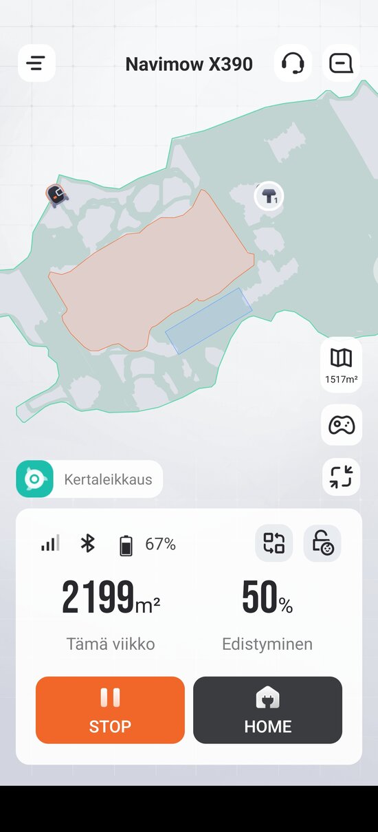 Navimowin sovelluksen päänäkymä