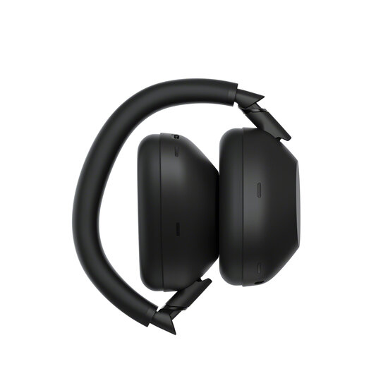 Mustat Sony WH-1000XM6 -kuulokkeet taitettuna osittain pieneksi