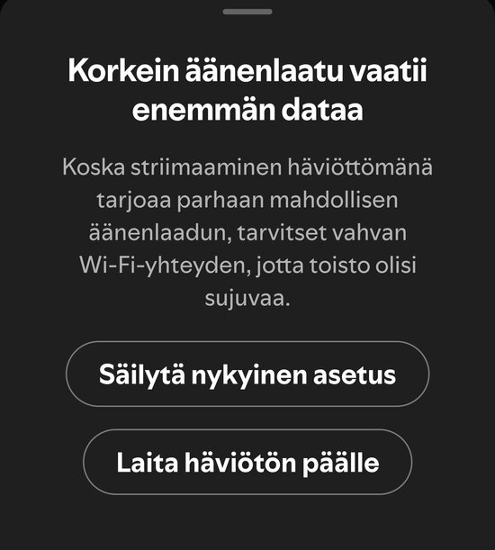 Spotifyn varoitus verkon kuormituksesta