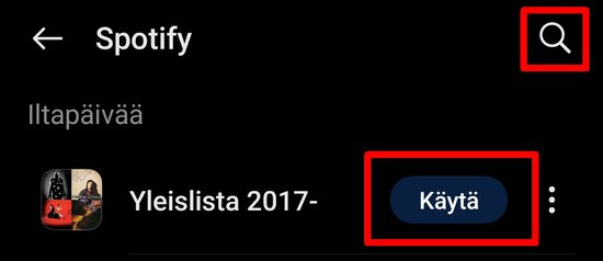 Valitaan Spotifysta haluttu soittolista