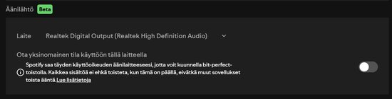 Spotifyn Yksinomainen tila