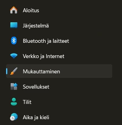 Valitse Mukauttaminen