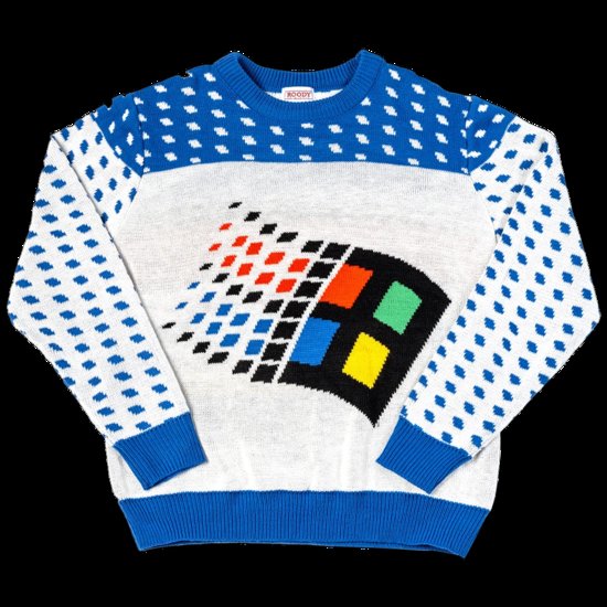 Windows 95 ugly holiday sweater