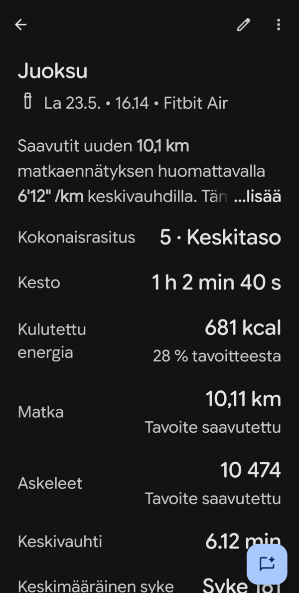 Juoksulenkin tiedot 1/4