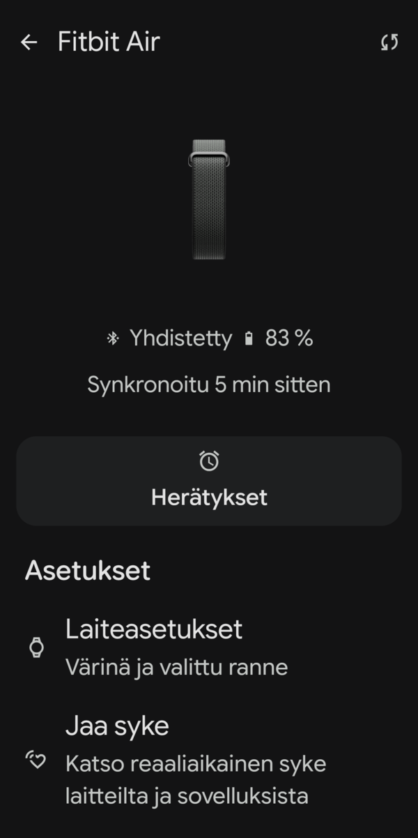 Her�tysten asettaminen Fitbit Airille