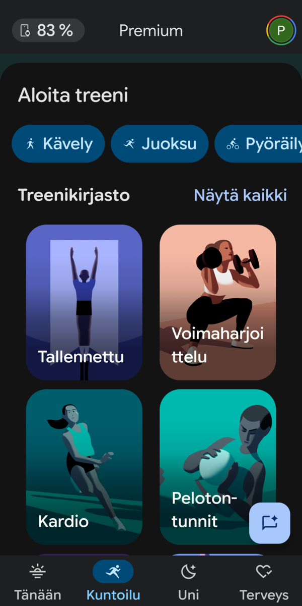 Google Healthin Kuntoilu -n�kym� 3/7
