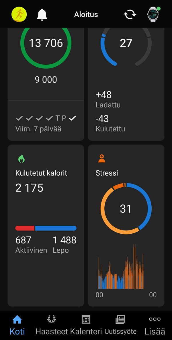Garmin Connectin pnkym 2/3
