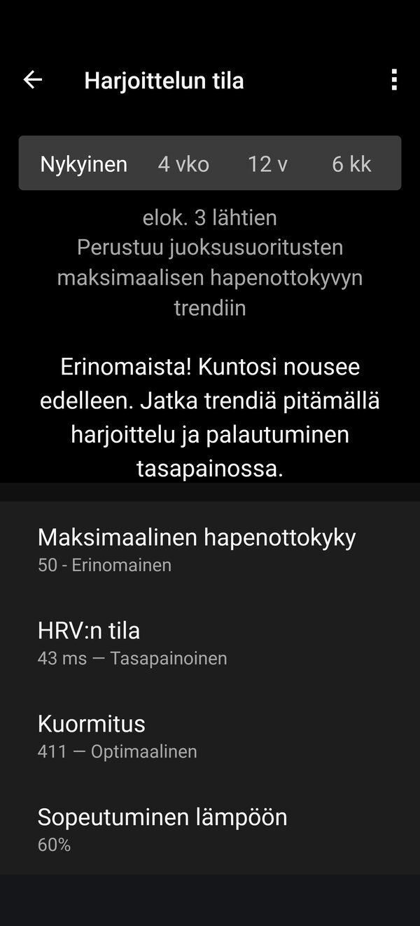 Garmin Connect, harjoittelun tila 2/3