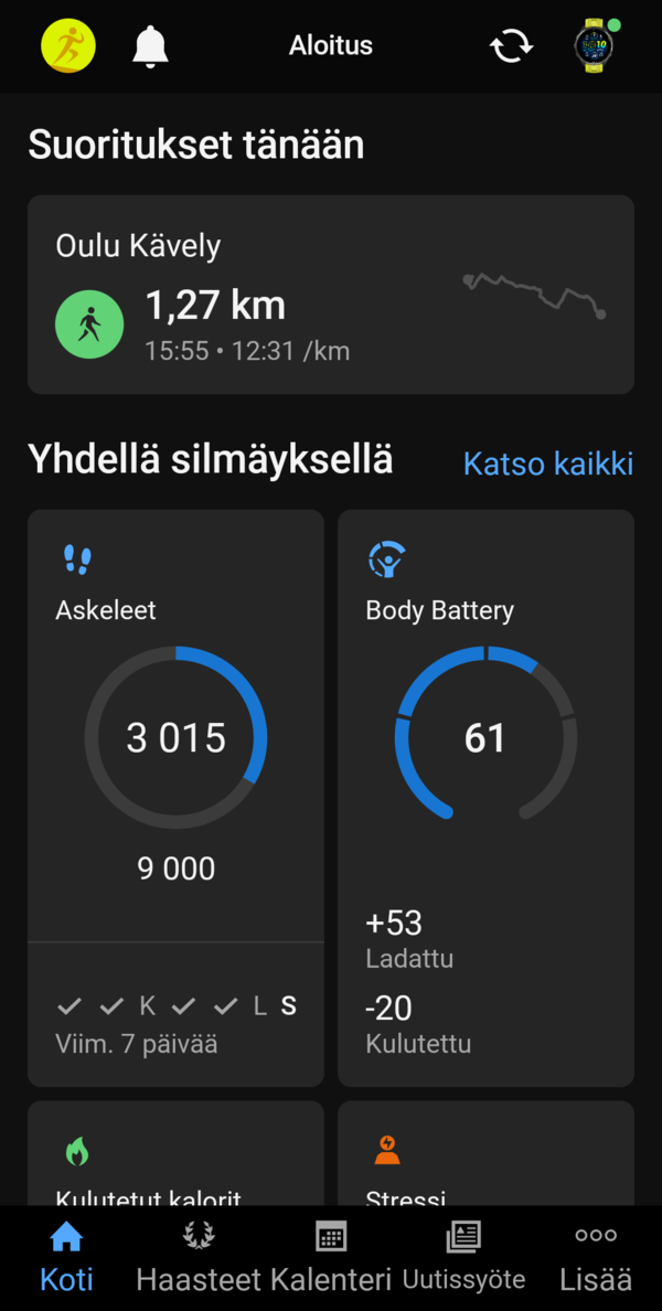 Garmin Connectin pnkym, 1/3