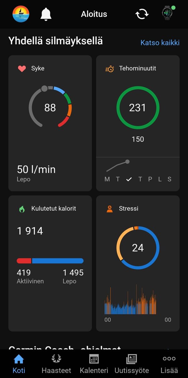 Garmin Connectin p��n�kym� 2/2