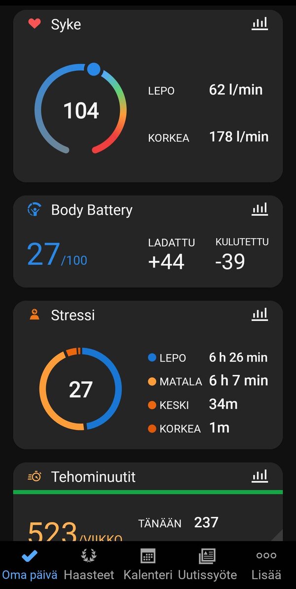 Garmin Venu 3:n kotinkym Garmin Connect -sovelluksessa 2/5