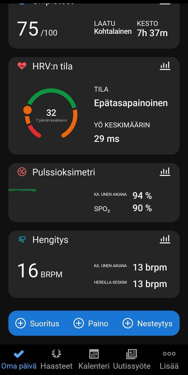 Garmin Venu 3:n kotinkym Garmin Connect -sovelluksessa 5/5