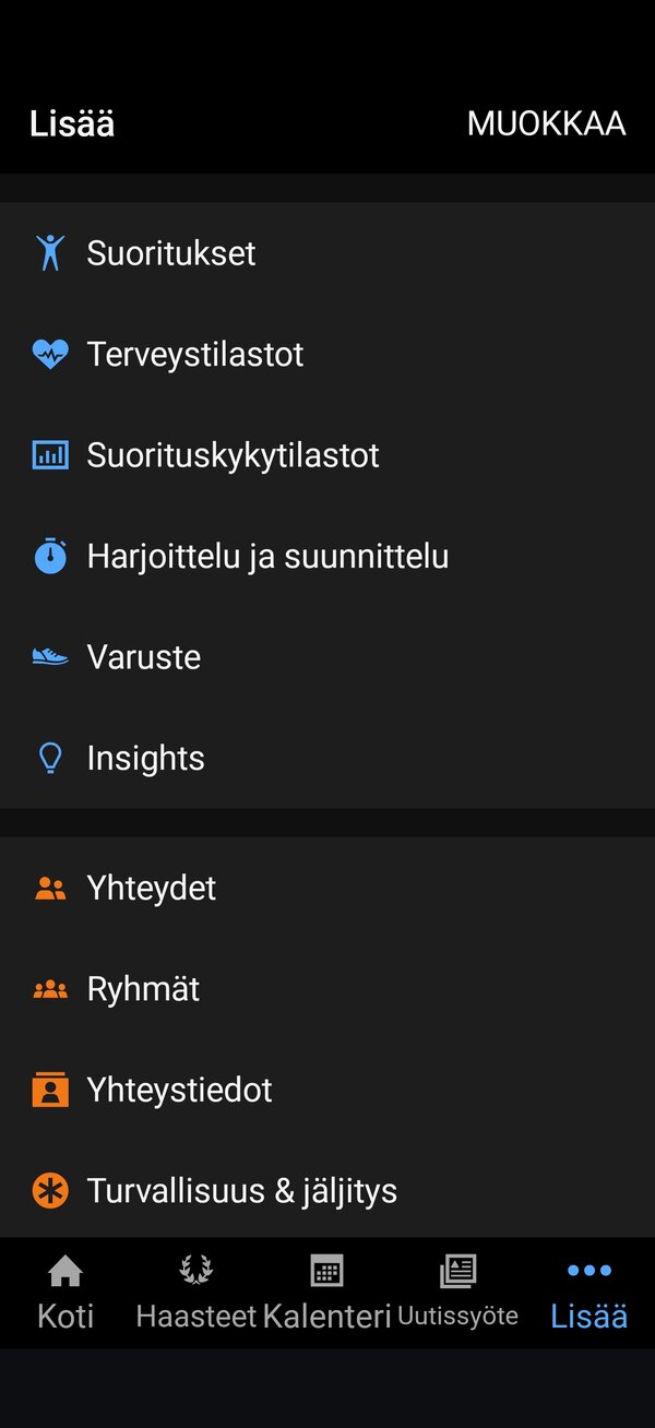 Connectin p��valikko