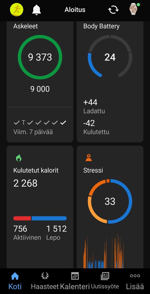 Garmin Connectin pnkym 2/2