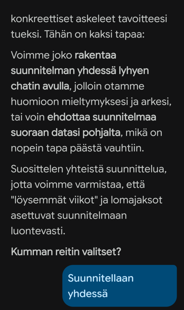Suunnitelman luontia teko�lyn kanssa 9/9