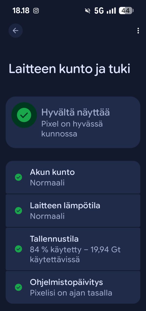 Pixel 10a - laitteen kunto