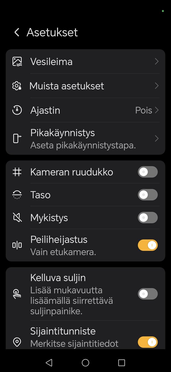 Kameran asetuksia 2/2