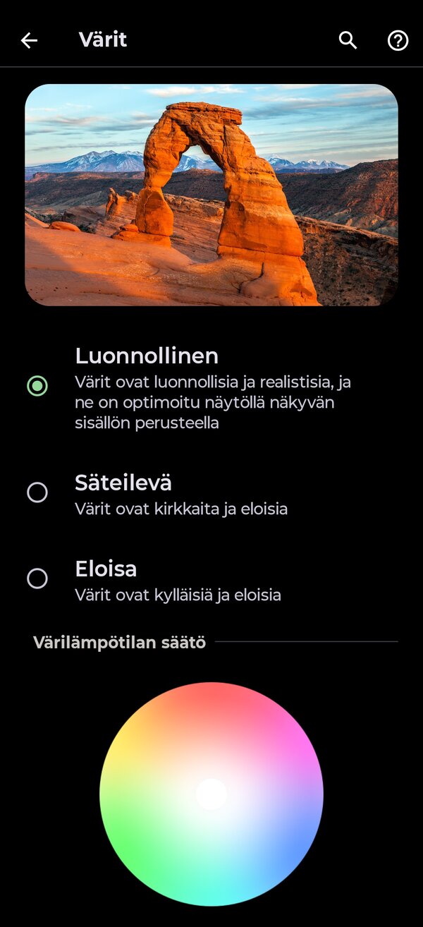 Näytön värien säätö