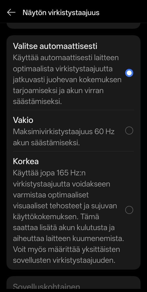 Virkistystaajuuden säätö