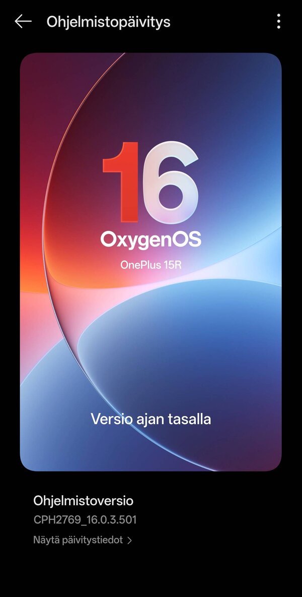 OnePlus 15R:n Androidin tiedot