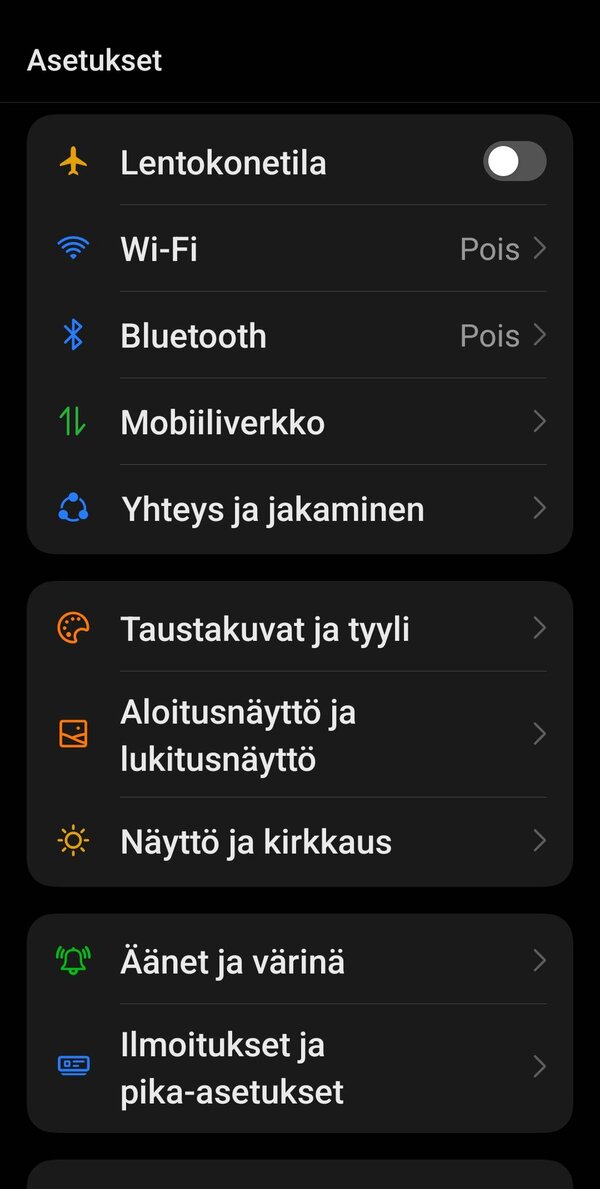 Puhelimen asetukset 1/2