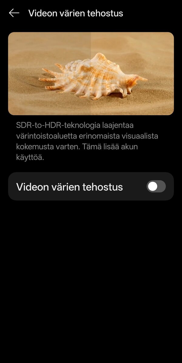 HDR-tilan pllekytkeminen