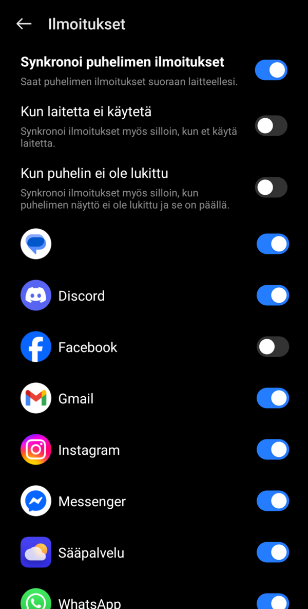 Kellolle eteenpäin välitettävien ilmoitusten säätäminen