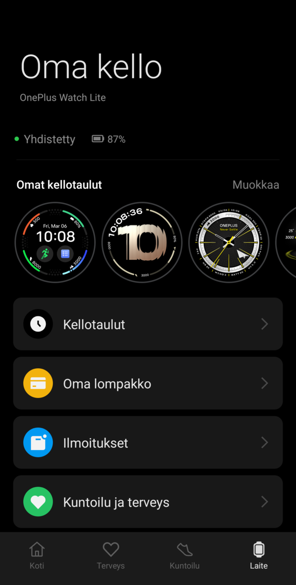 Kellotaulujen valinta