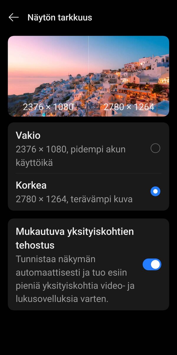 Nytn tarkkuuden asetukset