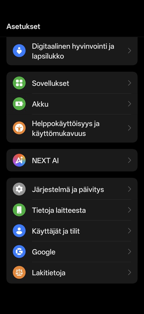 Realmen asetusvalikot 1/2