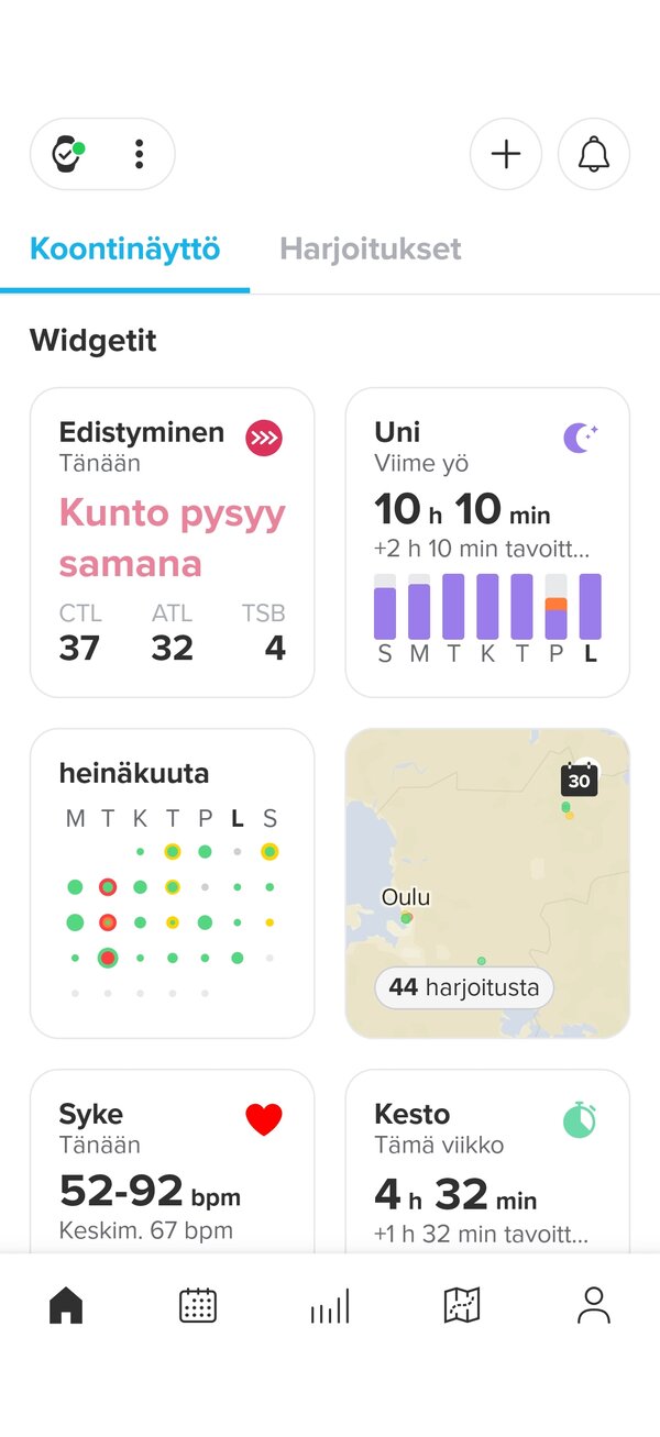 Suunnon sovelluksen päänäkymä 1/2