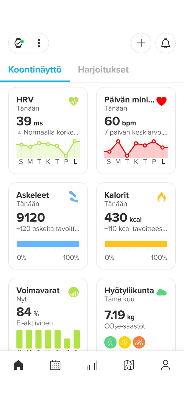 Suunnon sovelluksen päänäkymä 2/2