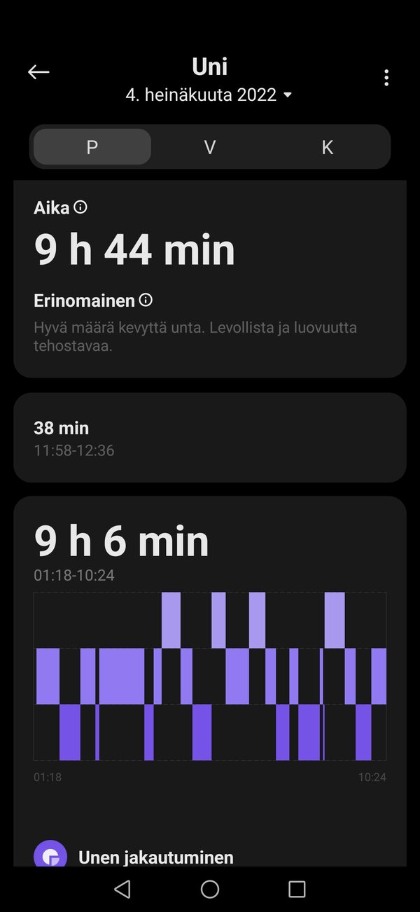 Xiaomi Watch S1, älypuhelinsovellus, unen seuranta