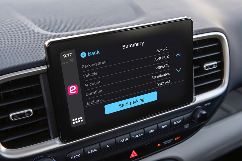 EasyPark-sovellus Apple CarPlay -järjestelmässä