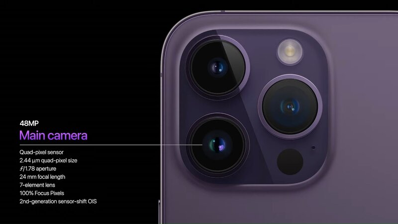 iPhone 14 pron 48 megapikselin pääkameran tiedot