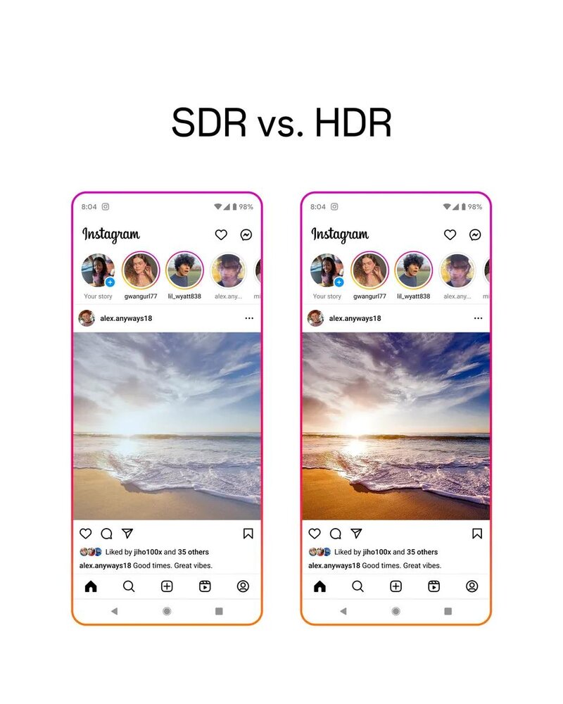 Instagram SDR vs HRD kuva