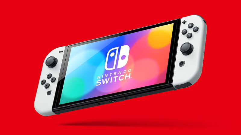 Nintendo Switch OLED konsoli valkoisessa värissä