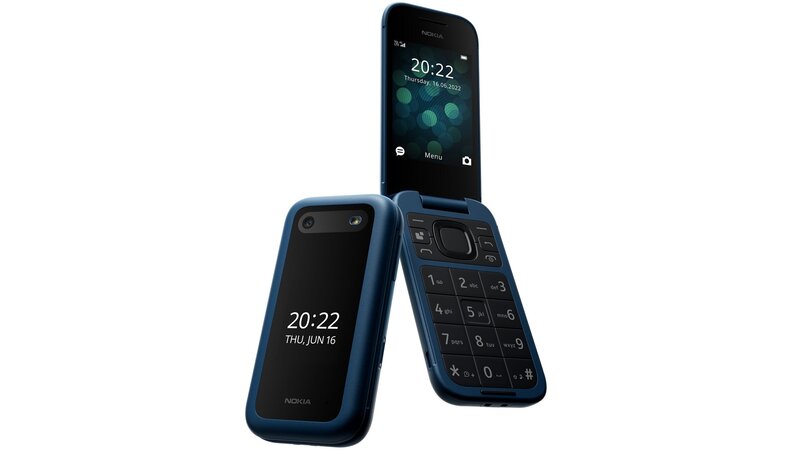 sininen Nokia 2660 Flip edestä ja takaa
