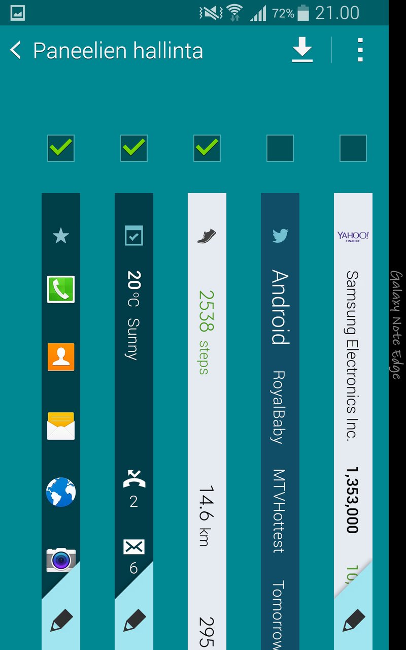 Samsung Galaxy Note Edge - käyttöliittymä
