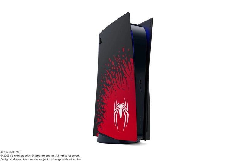 Spider-Man 2-teemanen puna-musta PS5-konsoli
