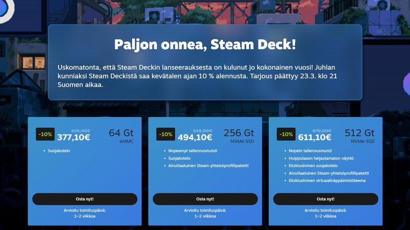 Steam Deckin alennetut hinnat
